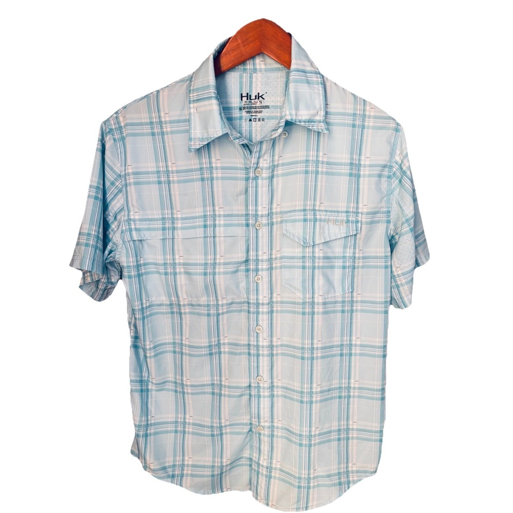 Huk Shirt Mens Small‎ Tide Point Fishing Woven Sport Vented Performance Guide